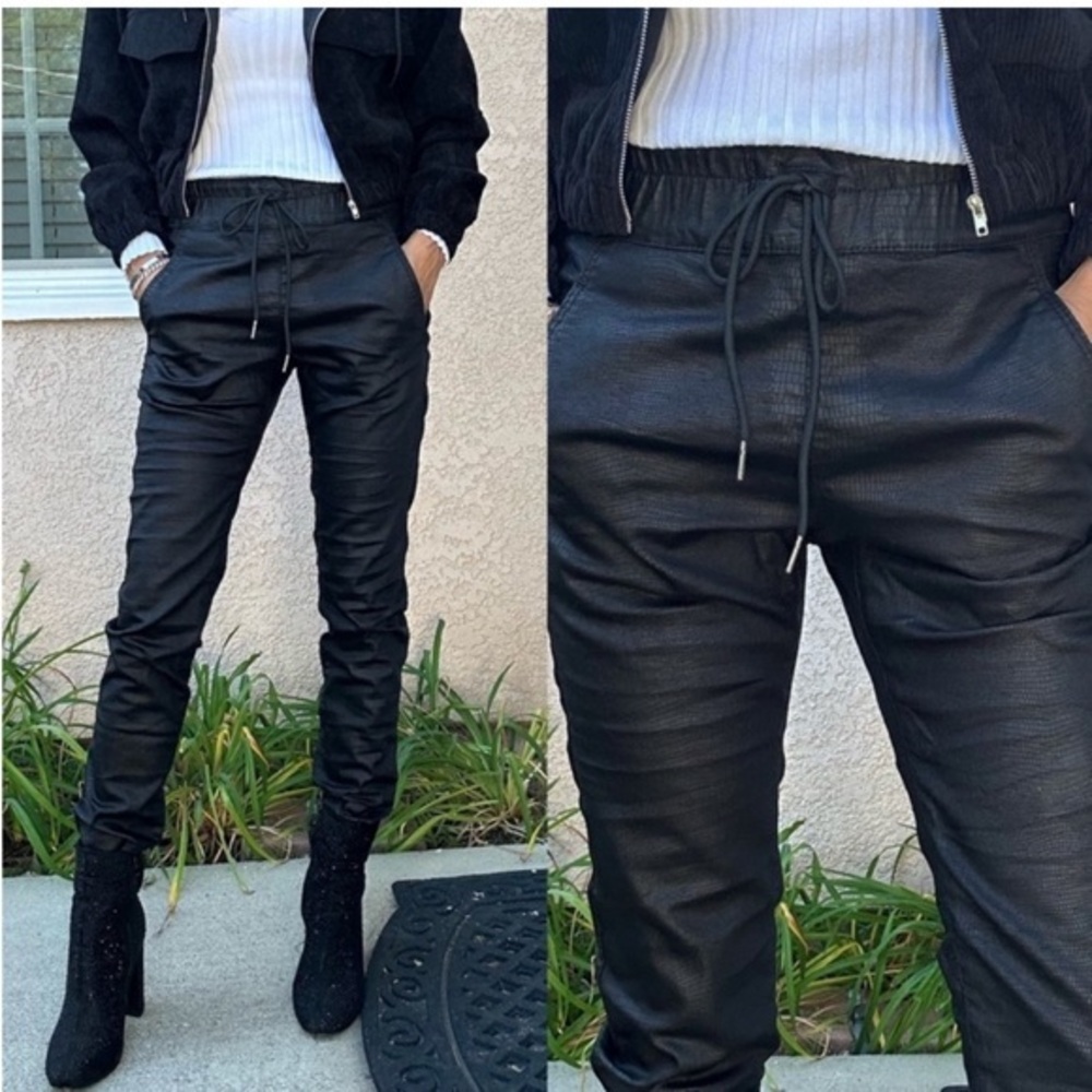 Bevy Flog Shely Stretch Straight Leg High Waist Black Joggers Size 24